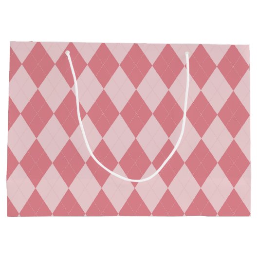 Preppy Light Pink Argyle Girly Monogram en naam Groot Cadeauzakje (Achterkant)