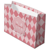 Preppy Light Pink Argyle Girly Monogram en naam Groot Cadeauzakje (Voorkant Gekanteld)