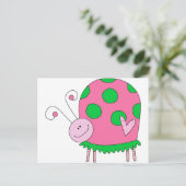 Preppy Lil roze en Green Ladybug Briefkaart (Staand voorkant)