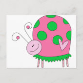 Preppy Lil roze en Green Ladybug Briefkaart (Voorkant)