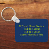 Preppy Lime Green Polka Dot op Navy Blue Monogram Sleutelhanger (Achterkant)