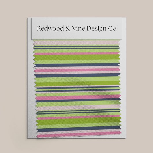 Preppy Lime Green, Roze en Navy Stripe Stof