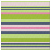 Preppy Lime Green, Roze en Navy Stripe Stof (Close Up)