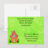 Preppy Lime Groen en Roze Nieuw Adres Bewegende Ka Aankondigingskaart (Voorkant / Achterkant)