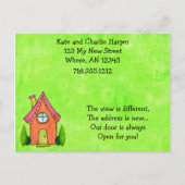 Preppy Lime Groen en Roze Nieuw Adres Bewegende Ka Aankondigingskaart (Voorkant)