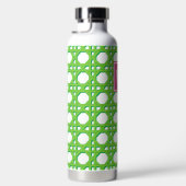 Preppy limoengroene rieten rietpatroon monogram waterfles (Rechts)