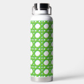 Preppy limoengroene rieten rietpatroon monogram waterfles (Achterkant)