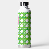 Preppy limoengroene rieten rietpatroon monogram waterfles (Links)