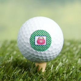 Preppy Link geometrisch patroon roze Bermuda tas Golfballen