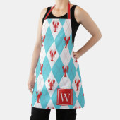 Preppy Lobster Argyle - Rood & Turquoise Monogram Schort (Insitu)