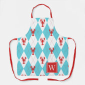 Preppy Lobster Argyle - Rood & Turquoise Monogram Schort (Voorkant)