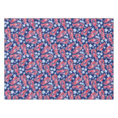 Preppy Lobster Bloem Rood Marineblauw Patroon Tafelkleed (Voorkant (Horizontaal))