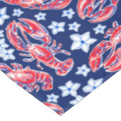 Preppy Lobster Bloem Rood Marineblauw Patroon Tafelkleed (Gekanteld)