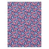 Preppy Lobster Bloem Rood Marineblauw Patroon Tafelkleed (Voorkant)
