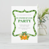Preppy Luipaard St. Patrick's Day Feest / Leprecha Kaart (Staand voorkant)