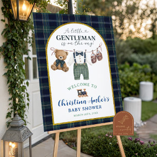 Preppy luxe heren babyshower welkomstbord poster