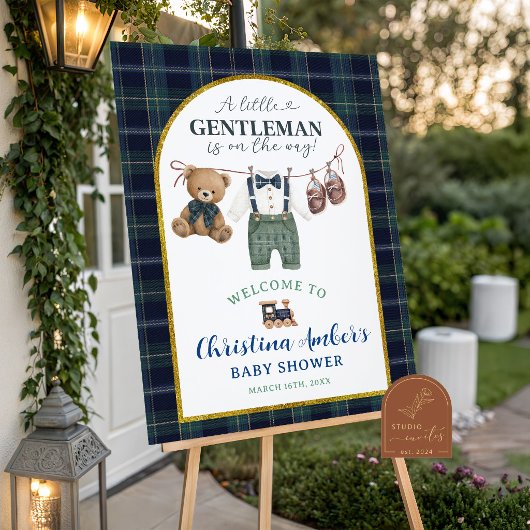 Preppy luxe heren babyshower welkomstbord poster