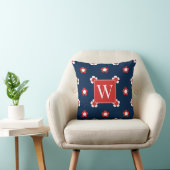 Preppy Madelborder – Rood & Marineblauw Monogram Kussen (Stoel)
