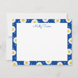 Preppy Madeliefjes Bloemenschildering Blauw & Geel Notitiekaartje