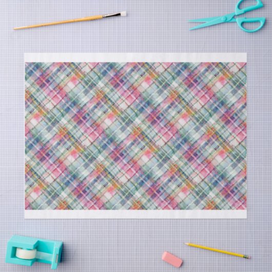 Preppy Madras Diagonaal Plaid Weefselpapier Tissuepapier (Craft)