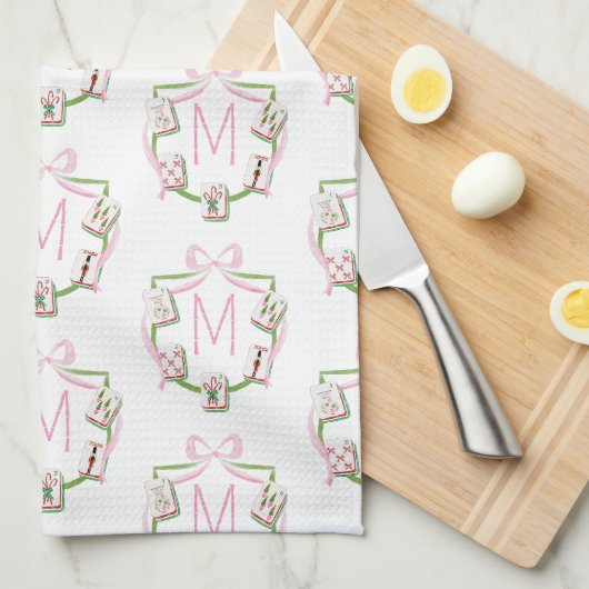 Preppy Mah Jongg Kerstmis  Theedoek (Quarter Fold)