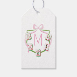 Preppy Mah Jongg Vakantie Crest en Strik Cadeaulabel