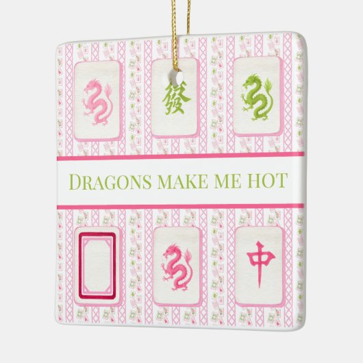 Preppy Mahjong Dragons Make Me Hot Funny Keramisch Ornament (Links)