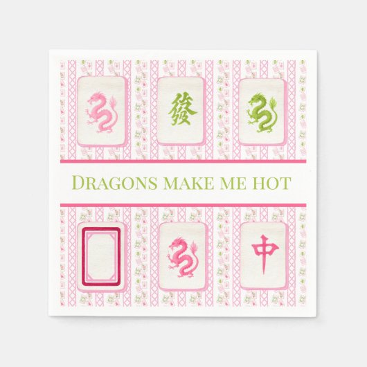 Preppy Mahjong Dragons Make Me Hot Funny Servet (Voorkant)