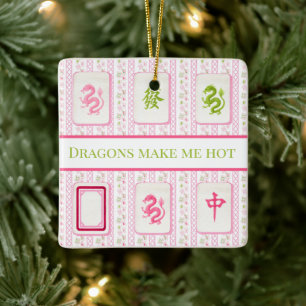 Preppy Mahjong-draken maken me heet Grappig Keramisch Ornament