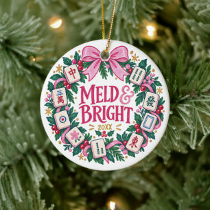 Preppy Mahjong-sieraad Roze Krans Meld Bright Keramisch Ornament