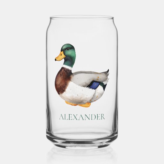 Preppy Mallard Duck gepersonaliseerd Blikvorm Glas (Voorkant)