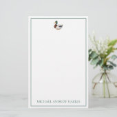 Preppy Mallard Duck gepersonaliseerd Briefpapier (Staand voorkant)