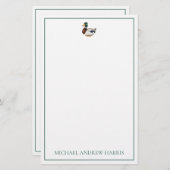 Preppy Mallard Duck gepersonaliseerd Briefpapier (Voorkant / Achterkant)