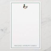 Preppy Mallard Duck gepersonaliseerd Briefpapier (Voorkant)