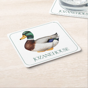 Preppy Mallard Duck gepersonaliseerd Kartonnen Onderzetters
