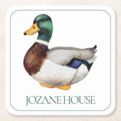 Preppy Mallard Duck gepersonaliseerd Kartonnen Onderzetters (Voorkant)
