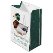 Preppy Mallard Duck gepersonaliseerd Medium Cadeauzakje (Voorkant Gekanteld)