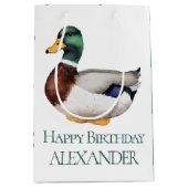 Preppy Mallard Duck gepersonaliseerd Medium Cadeauzakje (Voorkant)