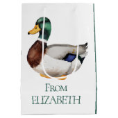 Preppy Mallard Duck gepersonaliseerd Medium Cadeauzakje (Achterkant)