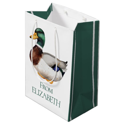 Preppy Mallard Duck gepersonaliseerd Medium Cadeauzakje (Achterkant Gekanteld)