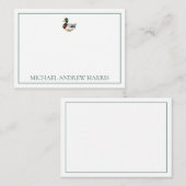 Preppy Mallard Duck gepersonaliseerd Notitiekaartje (Voorkant / Achterkant)