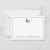 Preppy Mallard Duck gepersonaliseerd Notitiekaartje (Voorkant)