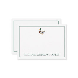 Preppy Mallard Duck gepersonaliseerd Notitiekaartje