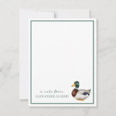 Preppy Mallard Duck gepersonaliseerd Notitiekaartje (Voorkant)