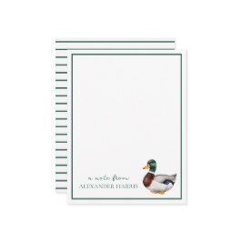 Preppy Mallard Duck gepersonaliseerd Notitiekaartje
