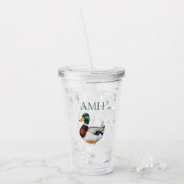 Preppy Mallard Duck-monogram Acryl Drinkbeker