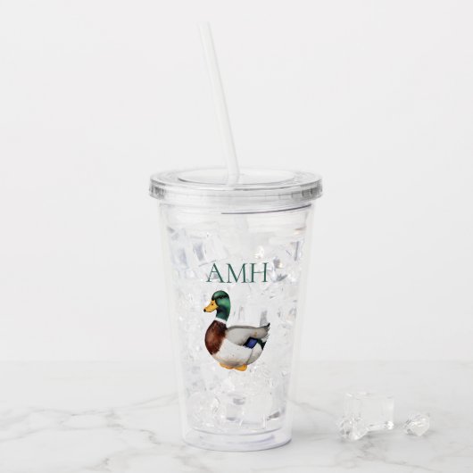 Preppy Mallard Duck-monogram Acryl Drinkbeker (Voorkant ijs)