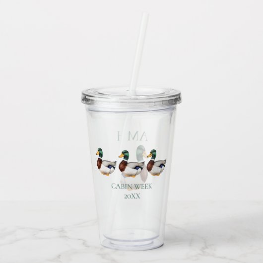 Preppy Mallard Duck-monogram Acryl Drinkbeker (Achterkant)