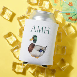 Preppy Mallard Duck-monogram Blikjeskoeler