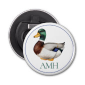 Preppy Mallard Duck-monogram Button Flesopener (Voorkant)